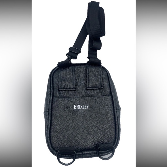 Brixley NWOT Black Leather Crossbody Indie Vanguard Monochrome Preppy Punk - Picture 4 of 6